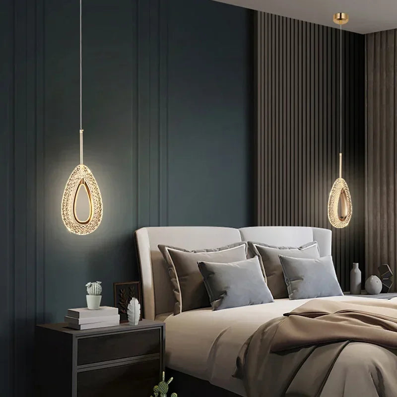 Lustre LED en cristal de luxe nordique – Suspension pour salon, chambre, salle à manger et restaurant
