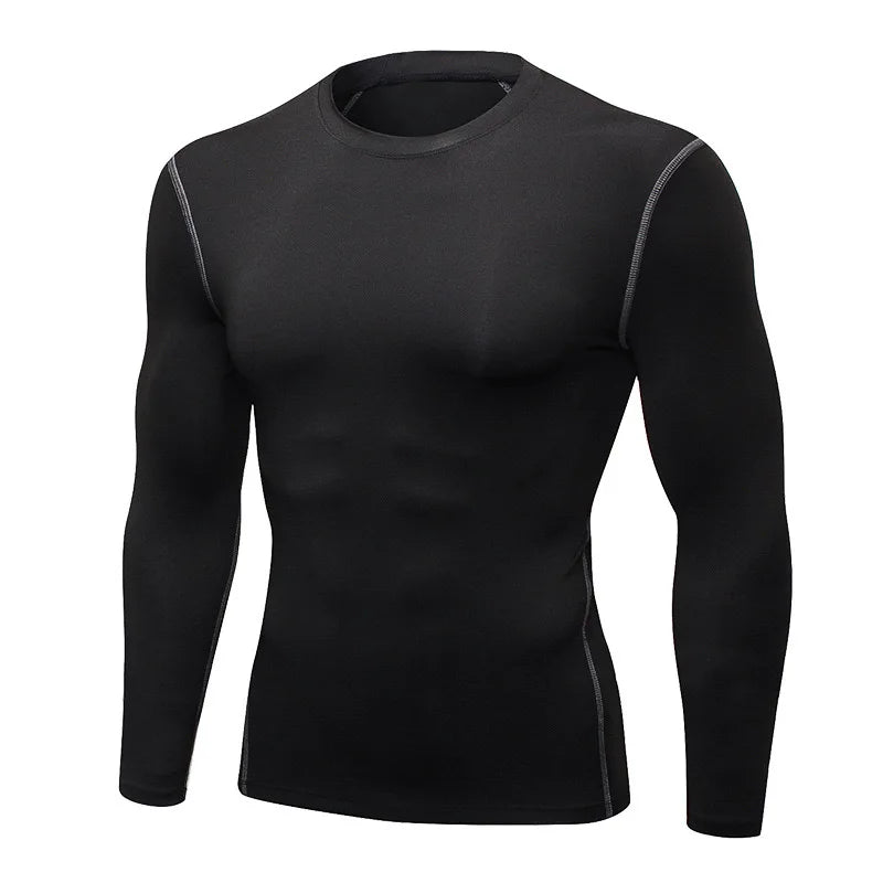 Blusa Segunda Pele Masculina Térmica – Manga Longa, Ajuste Justo, Elástica e de Secagem Rápida para Treinos no Frio