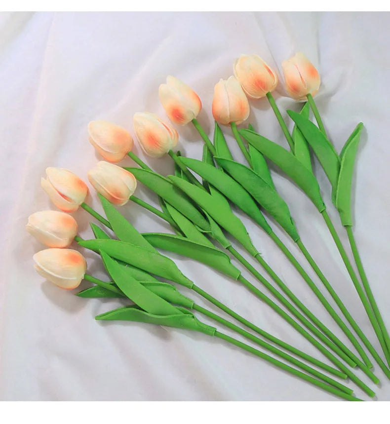 Buquê de Tulipas Artificiais em Silicone PU – 3 a 20 Peças, 34cm, Decoração de Casamento, Casa e Eventos