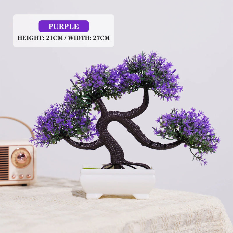 Bonsai Artificial Premium em Vaso | Mini Árvore Decorativa Realista | Flores Falsas para Mesa, Jardim, Escritório e Decoração de Interiores