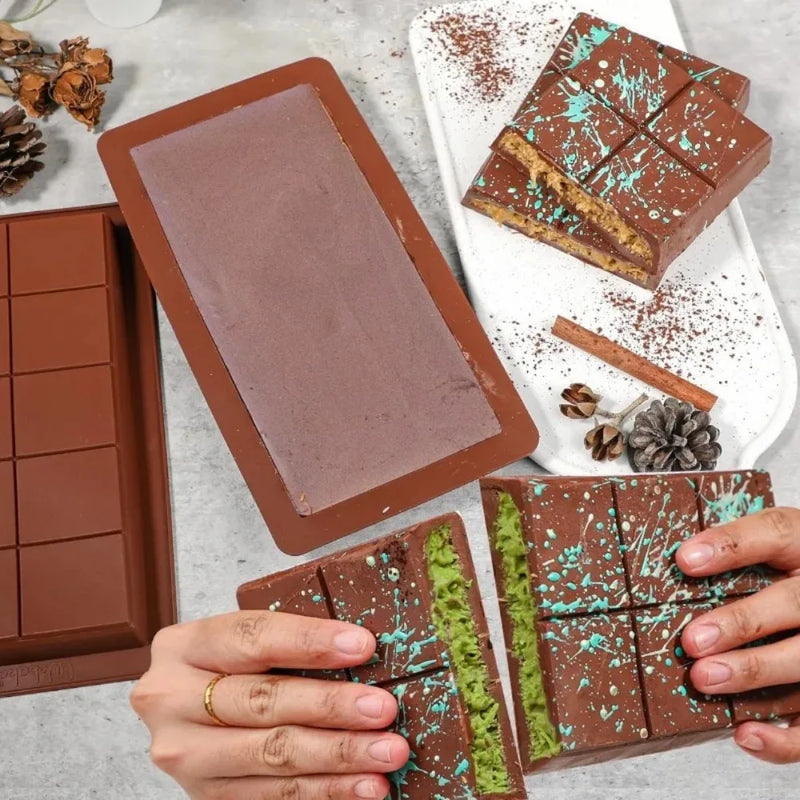 Molde de Silicone Quebrado para Barras de Chocolate e Cera – Fácil Liberação, Durável e Versátil
