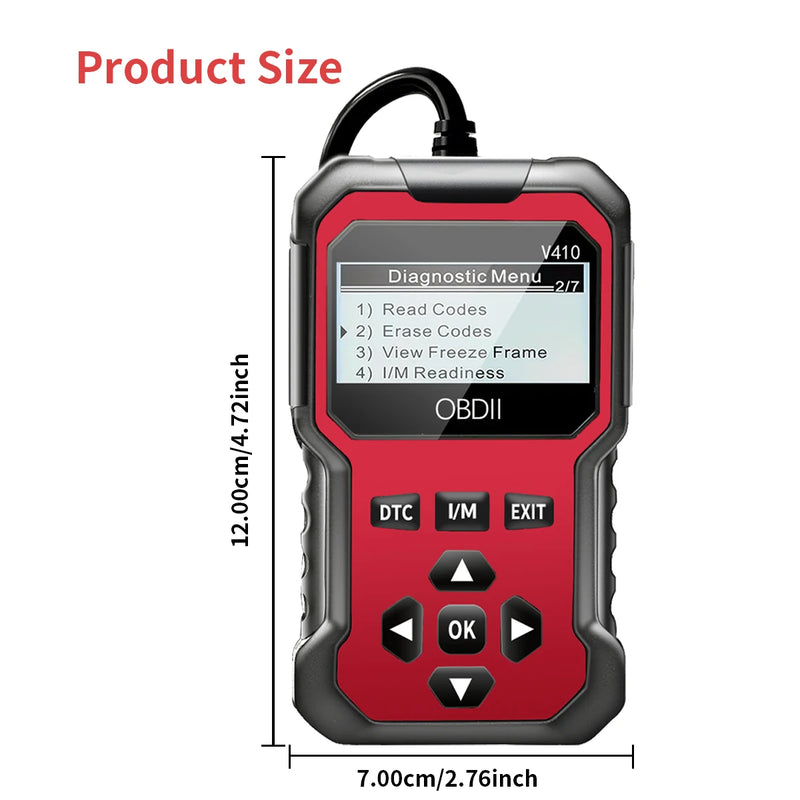 Outil de diagnostic automobile OBD2, lecteur de codes d'erreur moteur - Compatible avec toutes les voitures OBDII à partir de 1996