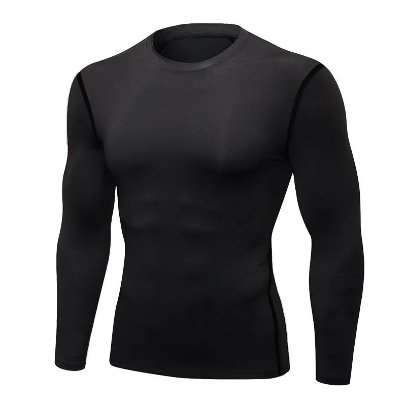 Blusa Segunda Pele Masculina Térmica – Manga Longa, Ajuste Justo, Elástica e de Secagem Rápida para Treinos no Frio