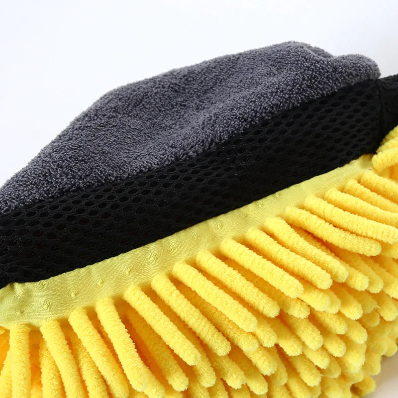 Microfiber Car Wash Glove – High Absorption, Efficient Cleaning, Quick Drying, Yellow and Gray