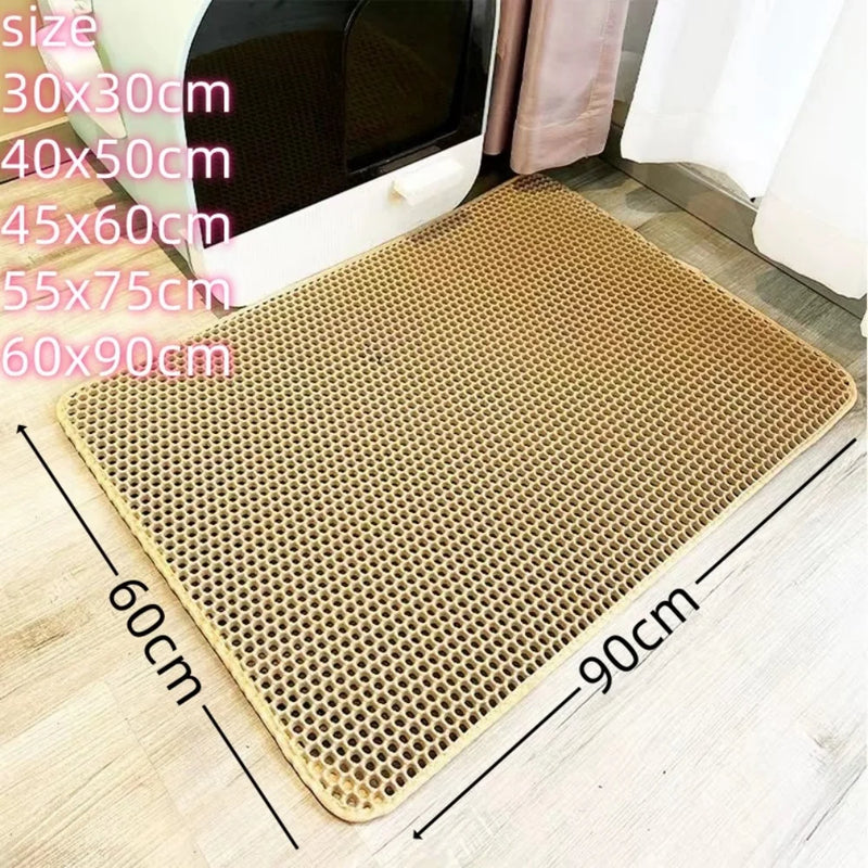Tapis de litière pour chat – Grand, double couche, EVA imperméable | Collecteur de sable pour bac à litière