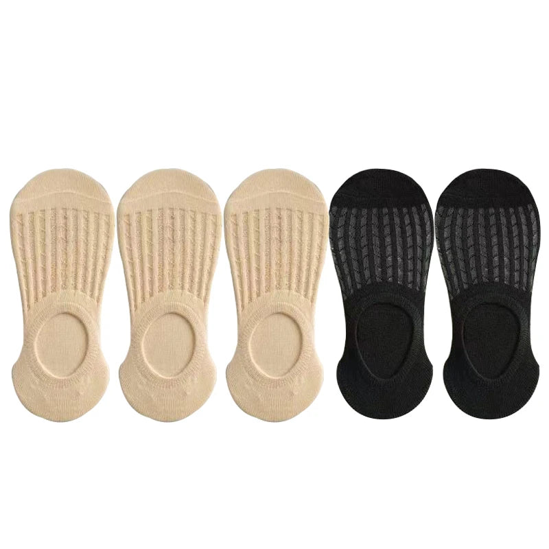 Chaussettes invisibles en dentelle pour femmes, antidérapantes, courtes, respirantes, en coton et silicone, pour l'été