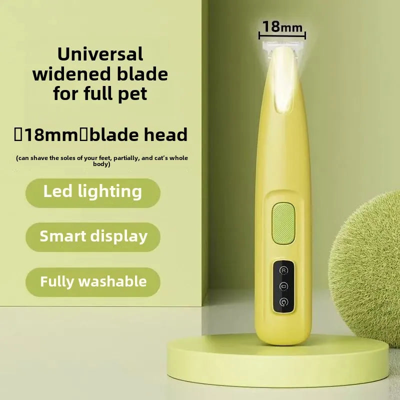Aparador de Pelos para Patas com Luz LED – À Prova d’Água, Tela Digital e Lâmina Larga de 18mm – Ideal para Higiene Pet Profissional