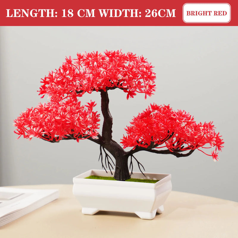 Bonsai Artificial Premium em Vaso | Mini Árvore Decorativa Realista | Flores Falsas para Mesa, Jardim, Escritório e Decoração de Interiores