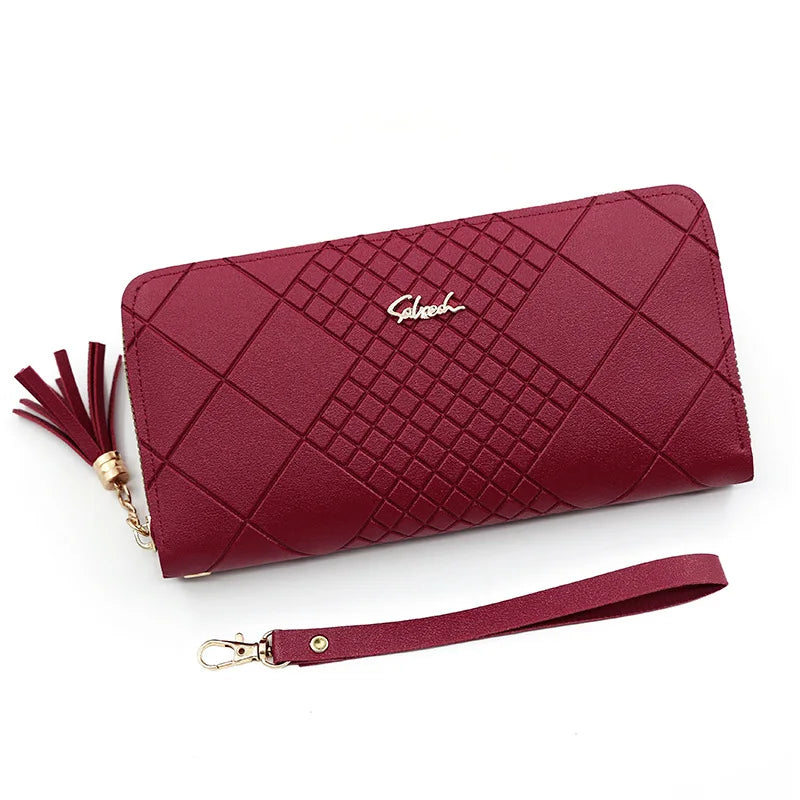 Carteira Feminina de Mão com Zíper – Porta-Cartões, Porta-Moedas e Celular | Grande Capacidade | Couro PU Elegante com Alça de Pulso