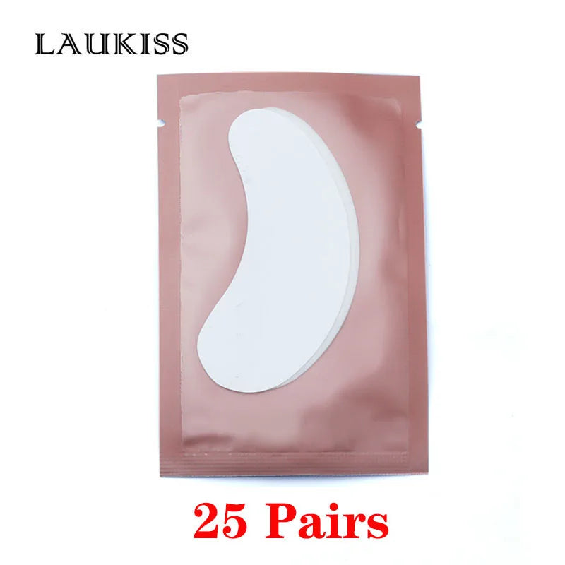 25/50/100 Pares Almofadas de Hidrogel para Cílios | LAUKISS | Sem Fiapos | Adesivo para Extensão de Cílios | Rosa Profissional