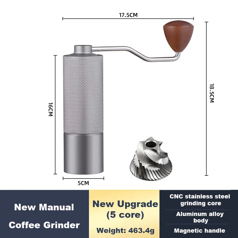 Moedor de Café Manual Portátil em Aço Inox – Ajuste de Moagem e Alta Durabilidade