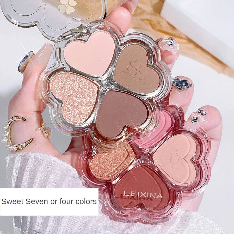 Clover Eyeshadow Palette Highlight Four-color Dreamy Eye Makeup Fine Pearlescent Eye Shadow Eye Shadow All In One Palette Blush