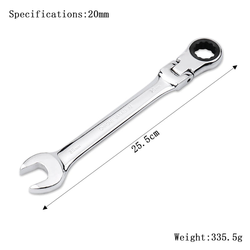 Chave de Catraca 72 Dentes com Cabeça Flexível, 6mm a 27mm, Ferramenta Manual de Alta Precisão para Reparo Automotivo e Doméstico, 1 Peça