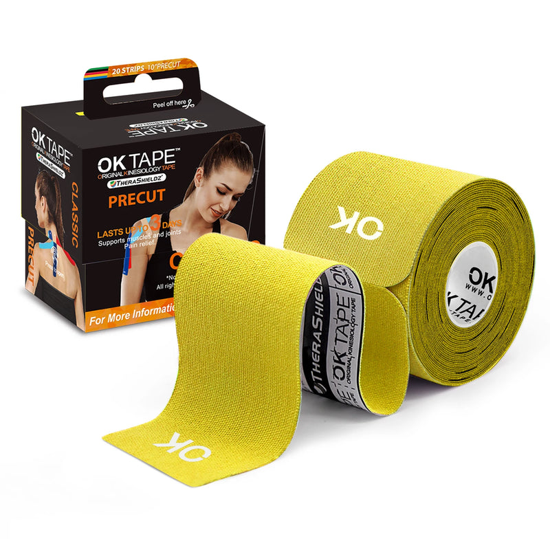 Fita de Cinesiologia 5cm x 5m com 20 Tiras Pré-Cortadas – Bandagem Elástica Sem Látex para Joelhos, Ombros e Músculos | Fitness, Fisioterapia, Esportes