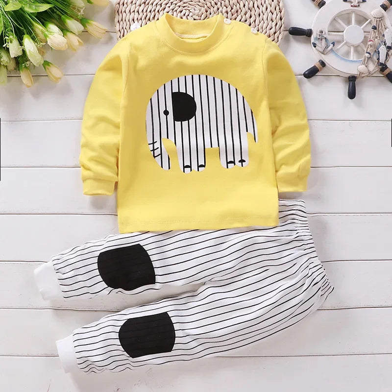 Conjunto Infantil de Algodão – Roupas de Inverno e Outono | Meninos e Meninas | Pijama ou Roupa de Dormir | Presente de Natal