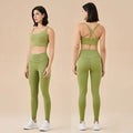 Conjunto Fitness Feminino com Legging e Top – Roupa de Academia para Ioga, Corrida e Musculação | Tecido Respirável, Cintura Alta e Suporte no Sutiã