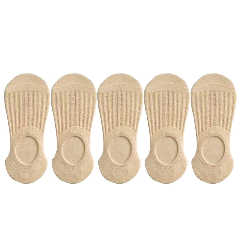 Chaussettes invisibles en dentelle pour femmes, antidérapantes, courtes, respirantes, en coton et silicone, pour l'été