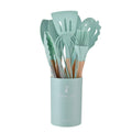 Kit 12 Utensílios de Cozinha em Silicone com Cabo de Madeira – Antiaderente e Resistente ao Calor