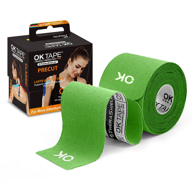 Fita de Cinesiologia 5cm x 5m com 20 Tiras Pré-Cortadas – Bandagem Elástica Sem Látex para Joelhos, Ombros e Músculos | Fitness, Fisioterapia, Esportes