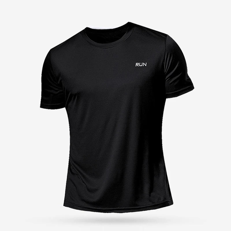 Camiseta Masculina Fitness Manga Curta – Secagem Rápida e Tecido Leve para Academia e Corrida
