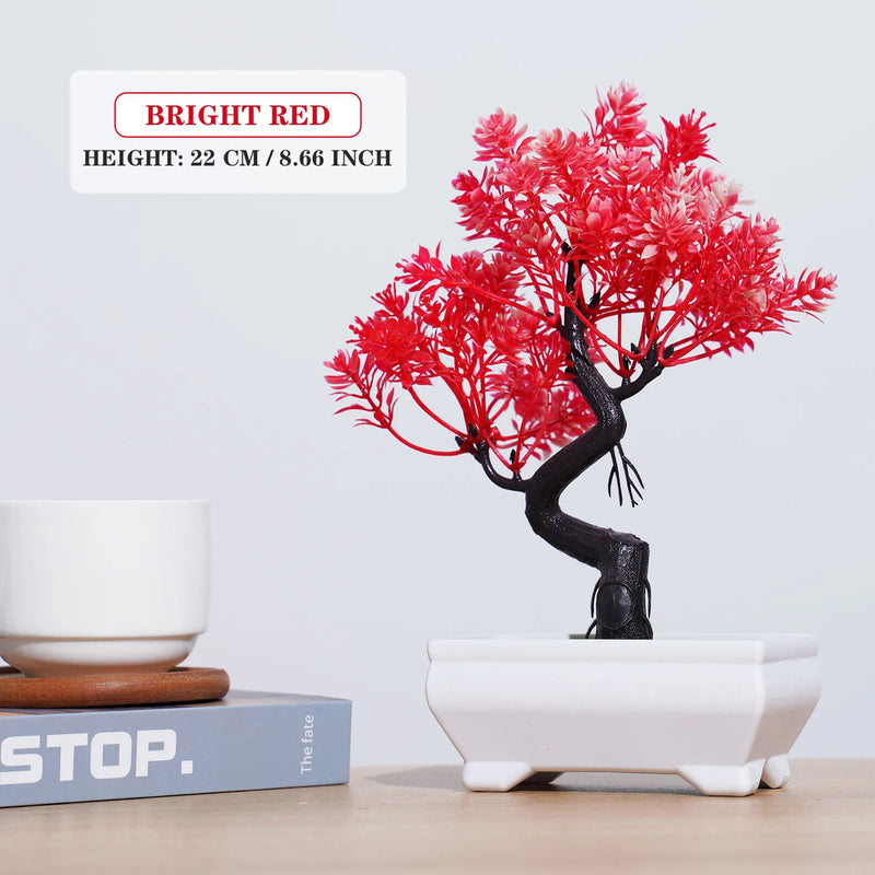 Bonsai Artificial Premium em Vaso | Mini Árvore Decorativa Realista | Flores Falsas para Mesa, Jardim, Escritório e Decoração de Interiores