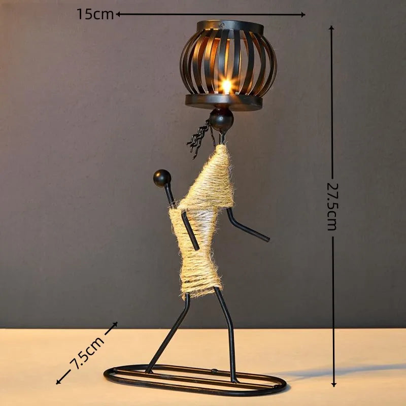 Castiçal Escultura Abstrata em Metal – Decoração Nórdica Moderna para Casa e Escritório