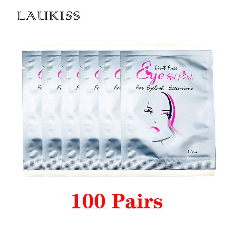 25/50/100 Pares Almofadas de Hidrogel para Cílios | LAUKISS | Sem Fiapos | Adesivo para Extensão de Cílios | Rosa Profissional