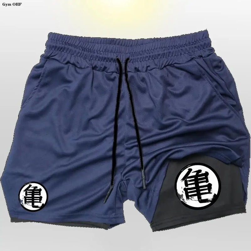 Short Goku 2 en 1 pour homme – Entraînement, course et gym à séchage rapide