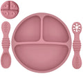 Ensemble en silicone pour enfants : assiette, cuillère à riz et bol avec ventouse et design amusant