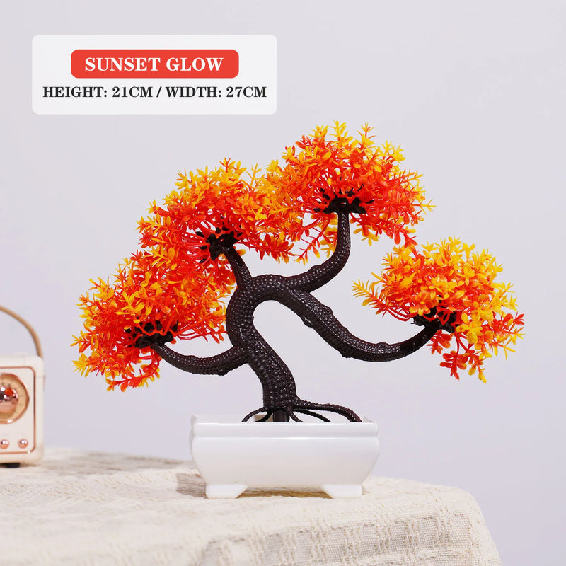 Bonsai Artificial Premium em Vaso | Mini Árvore Decorativa Realista | Flores Falsas para Mesa, Jardim, Escritório e Decoração de Interiores