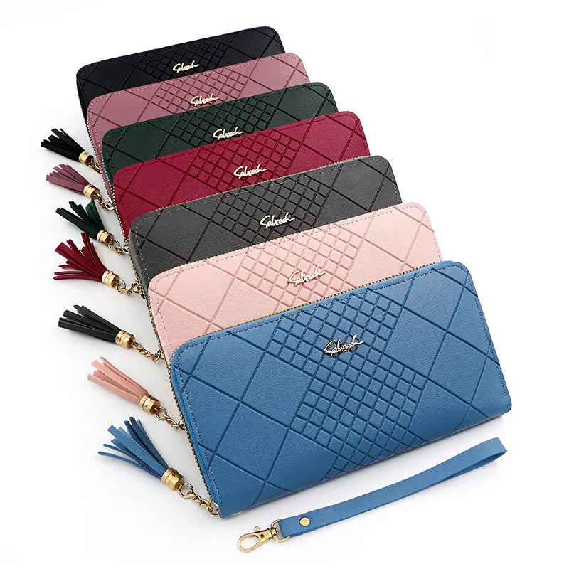 Carteira Feminina de Mão com Zíper – Porta-Cartões, Porta-Moedas e Celular | Grande Capacidade | Couro PU Elegante com Alça de Pulso