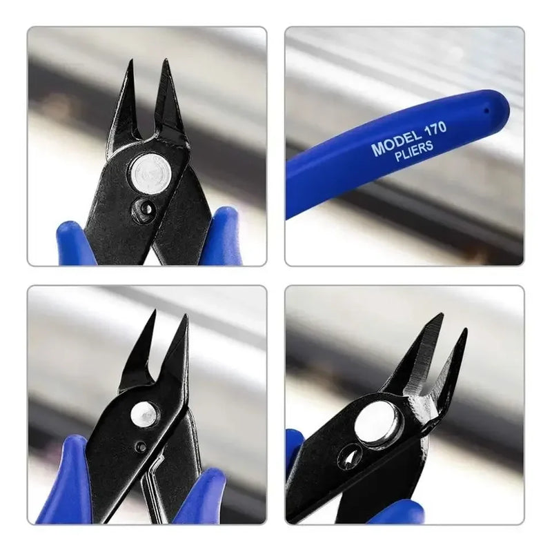 Alicate de Corte Lateral PLATO 170 – Mini Ferramenta de Precisão para Fios, DIY e Eletrônica (Azul)