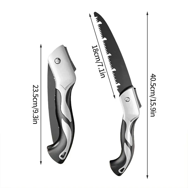 Scie pliante à main à trois faces | Coupe rapide | Portable et antirouille | Jardin, Bois, Camping, Travaux | Haute durabilité