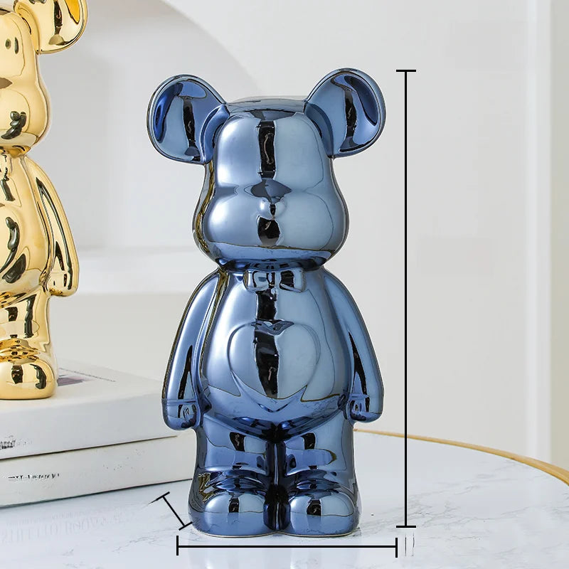 Escultura de Urso em Cerâmica Estilo Brick – Decoração Moderna para Quarto e Sala – 17/27 cm