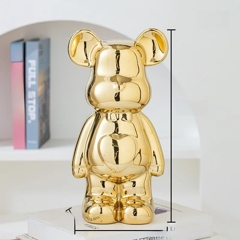 Escultura de Urso em Cerâmica Estilo Brick – Decoração Moderna para Quarto e Sala – 17/27 cm