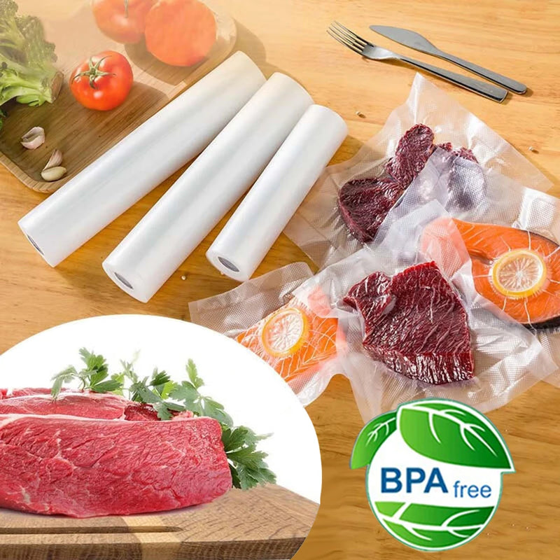 Kit 5 Rolos Sacos para Embalagem a Vácuo 500cm – Alimentos, Freezer, Sous-Vide