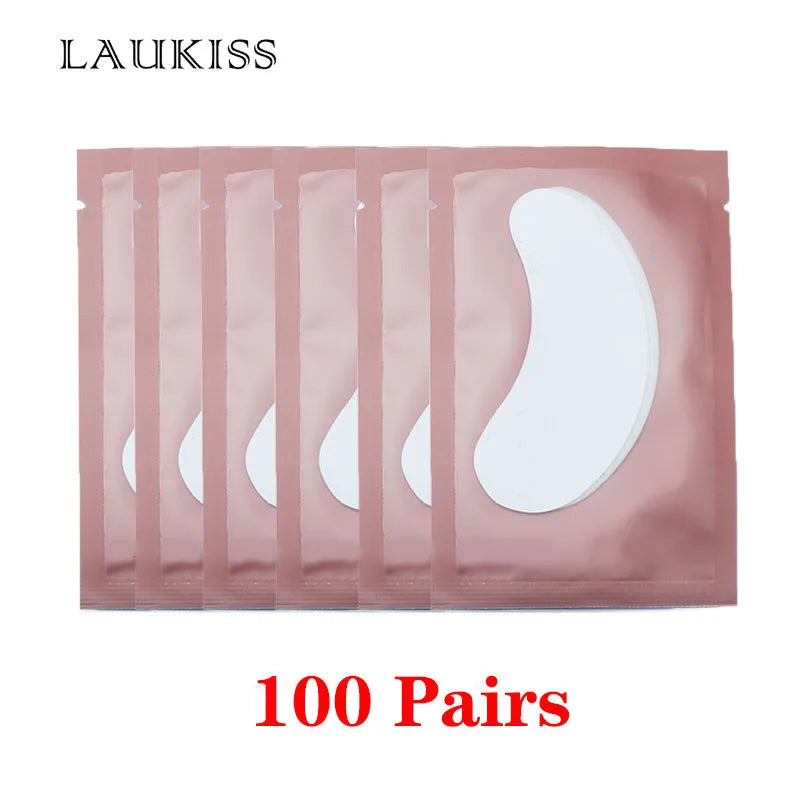 25/50/100 Pares Almofadas de Hidrogel para Cílios | LAUKISS | Sem Fiapos | Adesivo para Extensão de Cílios | Rosa Profissional