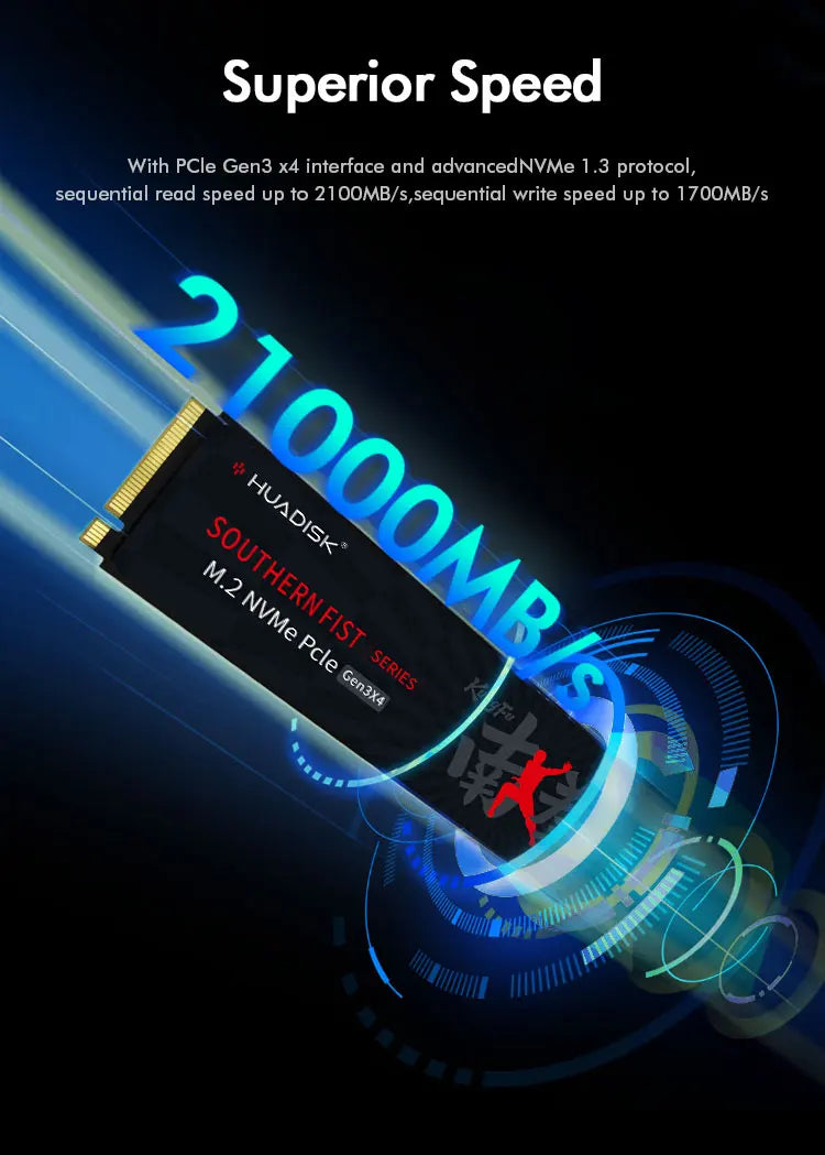 HUADISK SSD NVMe M.2 PCIe Gen3 –  256GB / 512GB / 1TB