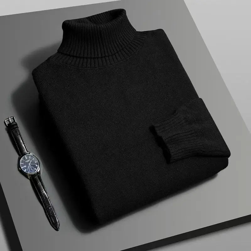 Pull col roulé coupe slim pour homme – Tricot de qualité supérieure, anti-boulochage, manches longues | Style streetwear décontracté