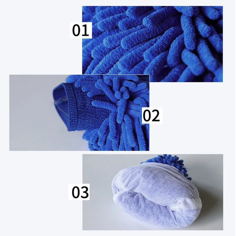 Double-Sided Chenille Car Wash Glove | Soft and Thick Plush | Car Cleaning Accessory