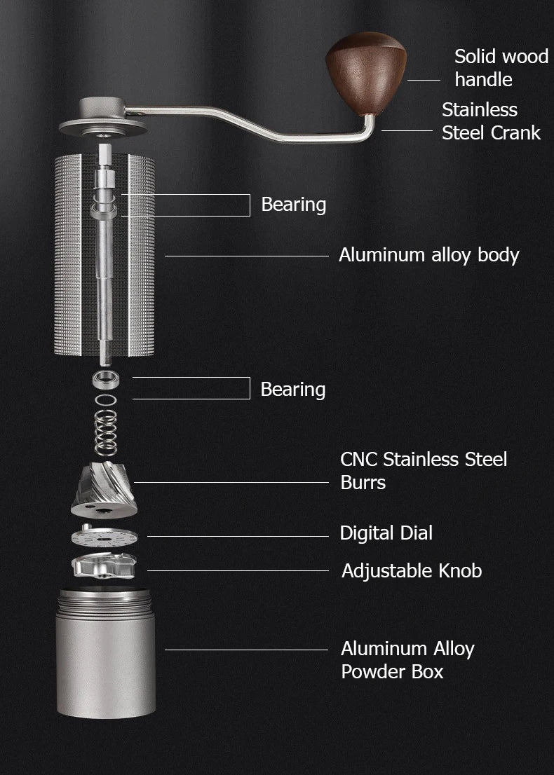 Moedor de Café Manual Portátil em Aço Inox – Ajuste de Moagem e Alta Durabilidade