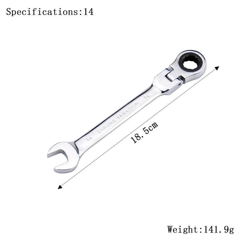 Chave de Catraca 72 Dentes com Cabeça Flexível, 6mm a 27mm, Ferramenta Manual de Alta Precisão para Reparo Automotivo e Doméstico, 1 Peça