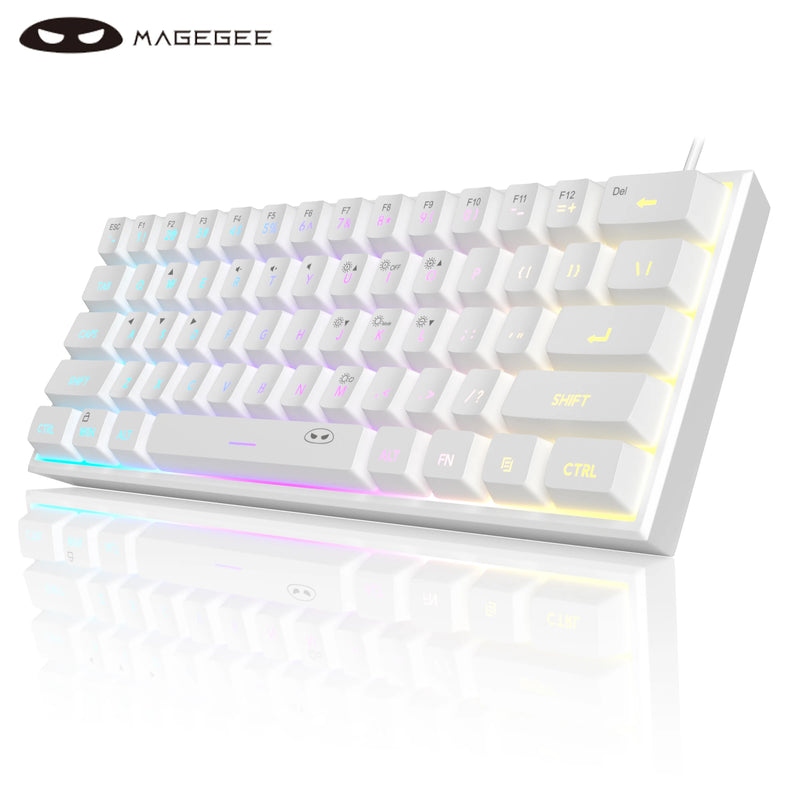Clavier de jeu MageGee TS91 | 60 % Mini RVB | 61 touches | Sensation mécanique | Ergonomique et résistant à l'eau | Idéal pour les jeux et le bureau
