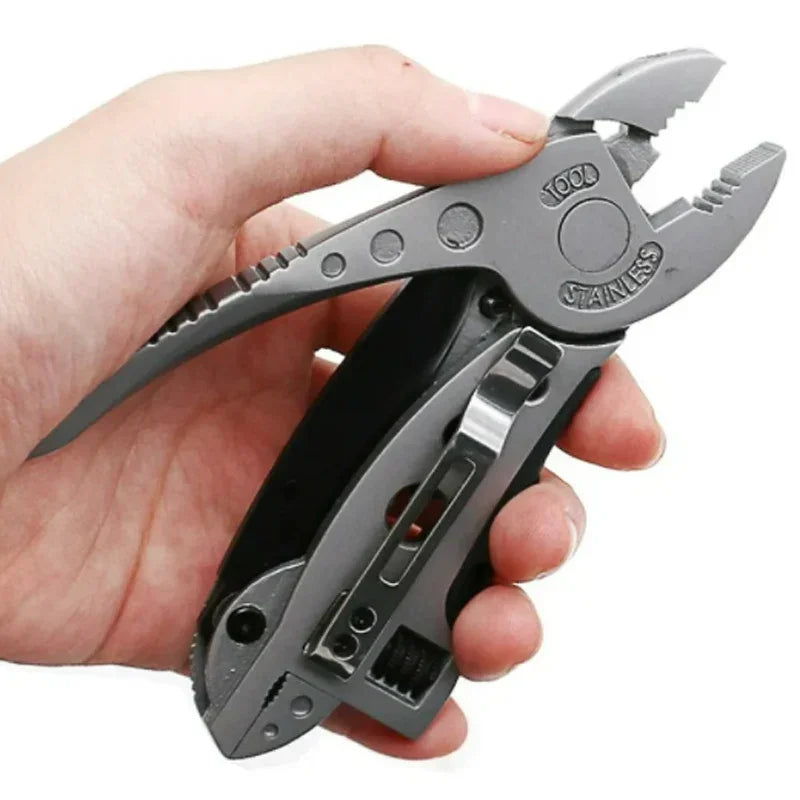 Multitool Alicate com Faca, Chave de Fenda, Serra, Chave Ajustável – 10 em 1 | Portátil e Dobrável | Sobrevivência e Camping
