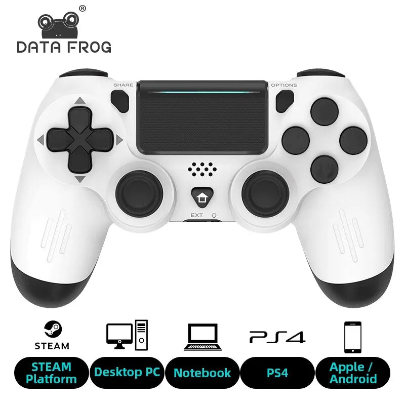 Controle Bluetooth Data Frog | Compatível com PS4, Slim, Pro, PC, Android, iOS | Sem Fio | Vibração Dupla | Gamepad Ergonômico