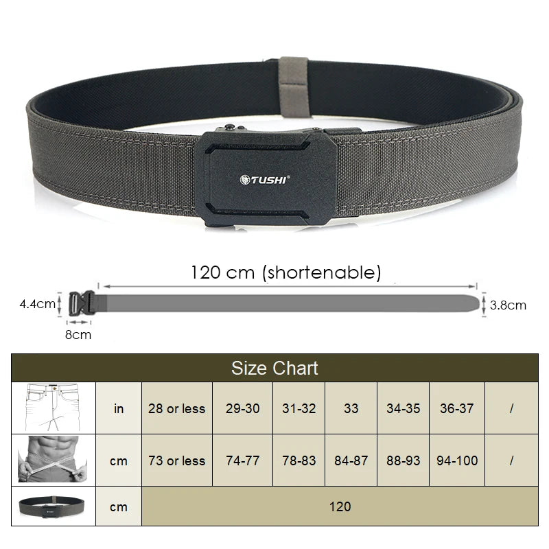 Ceinture tactique pour homme TUSHI VT220 – Nylon 1100D renforcé avec boucle automatique en alliage de zinc, réglable sur 120 cm, pour usage militaire et extérieur