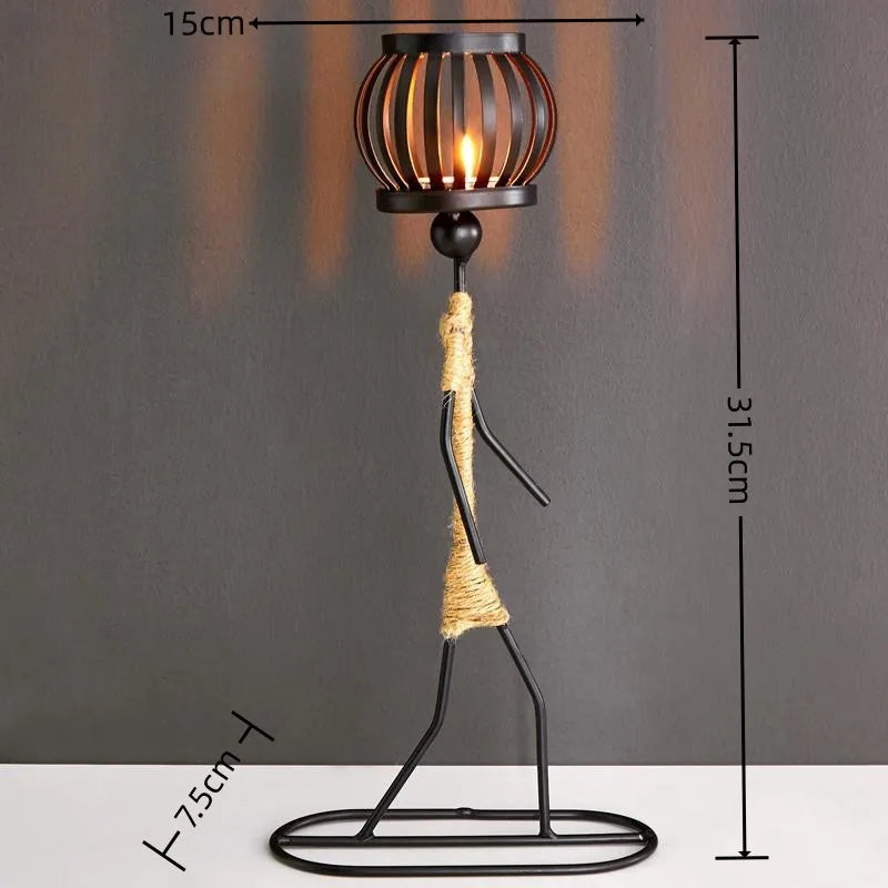 Castiçal Escultura Abstrata em Metal – Decoração Nórdica Moderna para Casa e Escritório
