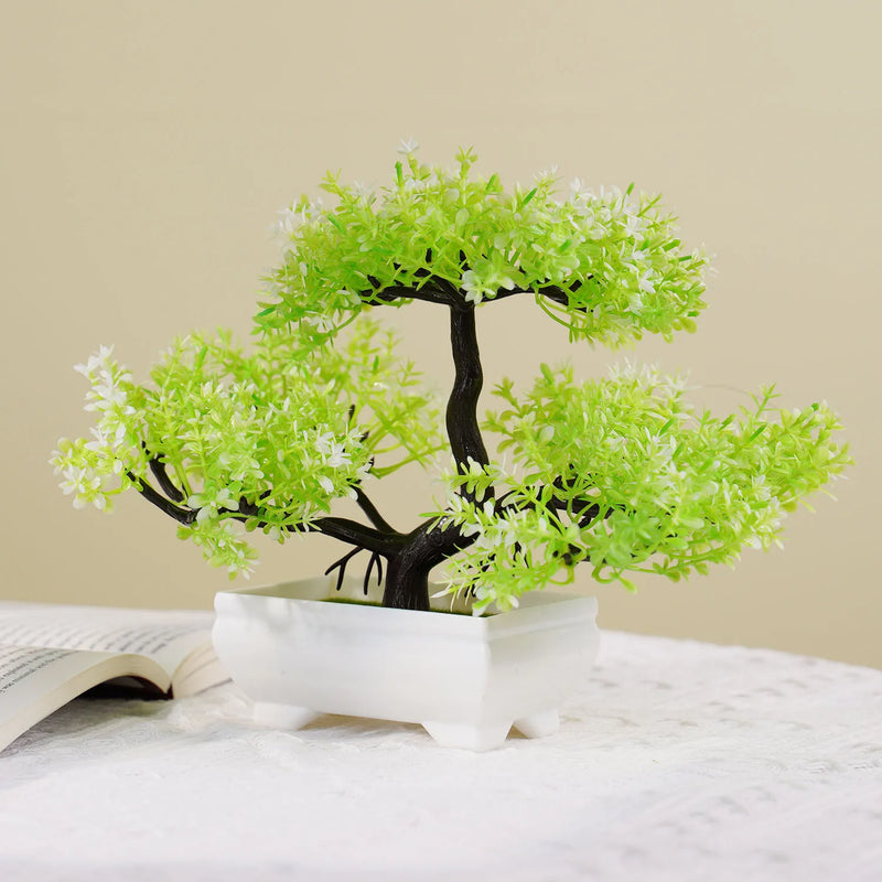 Bonsai Artificial Premium em Vaso | Mini Árvore Decorativa Realista | Flores Falsas para Mesa, Jardim, Escritório e Decoração de Interiores