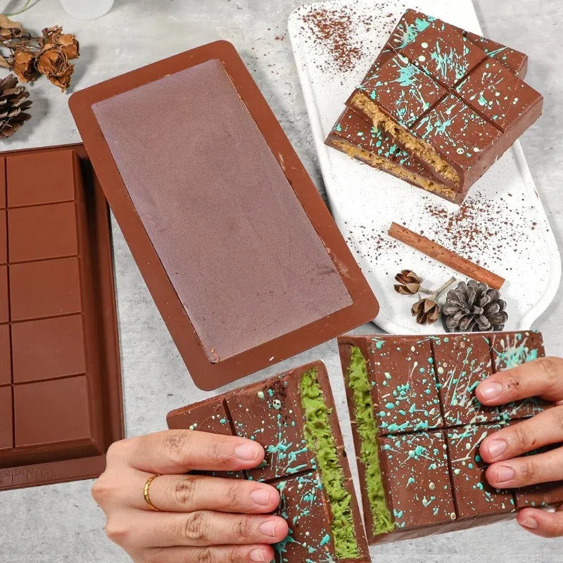 Molde de Silicone Quebrado para Barras de Chocolate e Cera – Fácil Liberação, Durável e Versátil