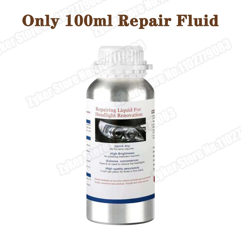 Car Headlight Restoration Kit with Chemical Polishing – Automotive Tool with Repair Fluid and Accessories